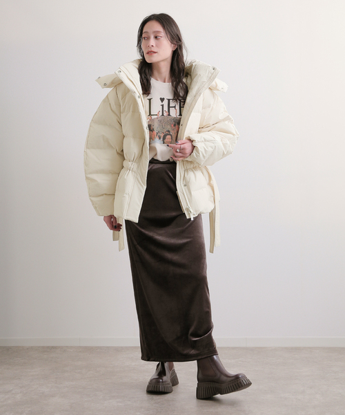 GANNI（ガニー）の「【GANNI / ガニー】 Tech Seersucker Oversized Puffer J F9690/F9496（ダウンジャケット/コート・レディース・ブラック/ホワイト・MEDIUM）」の7枚目の写真