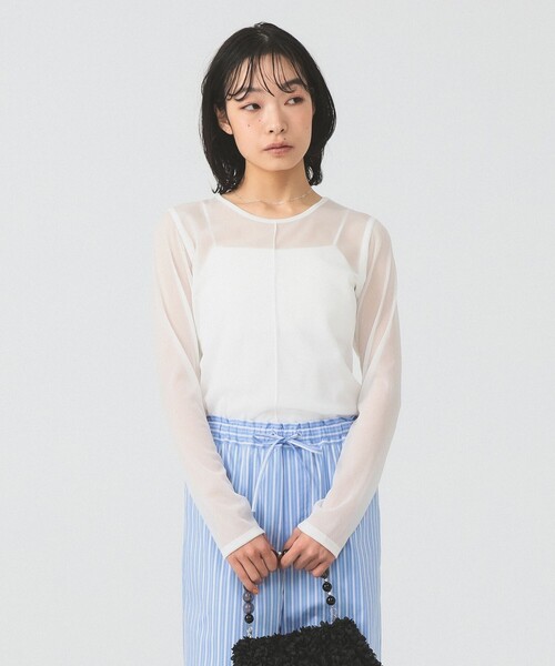 Ray BEAMS（レイビームス）の「シアー センター シーム Tシャツ（Tシャツ/カットソー・レディース・ホワイト/ライトブルー/ブラック・ONE SIZE）」の18枚目の写真