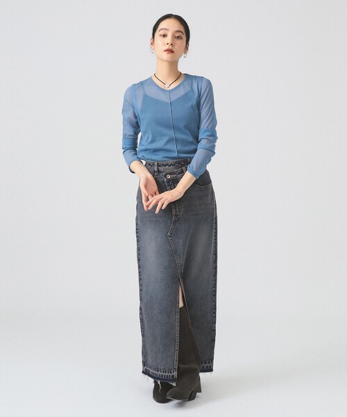 Ray BEAMS（レイビームス）の「シアー センター シーム Tシャツ（Tシャツ/カットソー・レディース・ホワイト/ライトブルー/ブラック・ONE SIZE）」の10枚目の写真