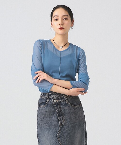 Ray BEAMS（レイビームス）の「シアー センター シーム Tシャツ（Tシャツ/カットソー・レディース・ホワイト/ライトブルー/ブラック・ONE SIZE）」の7枚目の写真