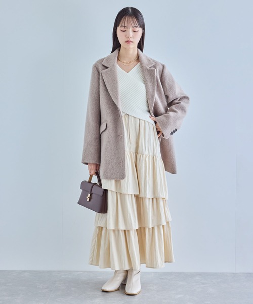 VIS（ビス）の「ふんわりカシュクールニットプルオーバー（ニット/セーター・レディース・レッド/オフホワイト/チャコールグレー・FREE）」の6枚目の写真