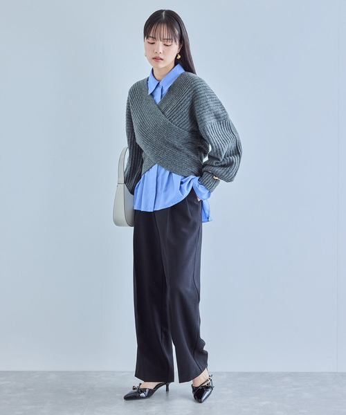 VIS（ビス）の「ふんわりカシュクールニットプルオーバー（ニット/セーター・レディース・レッド/オフホワイト/チャコールグレー・FREE）」の8枚目の写真