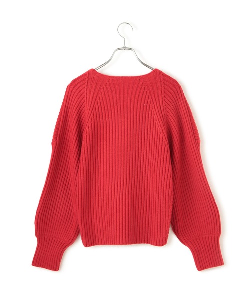 VIS（ビス）の「ふんわりカシュクールニットプルオーバー（ニット/セーター・レディース・レッド/オフホワイト/チャコールグレー・FREE）」の16枚目の写真