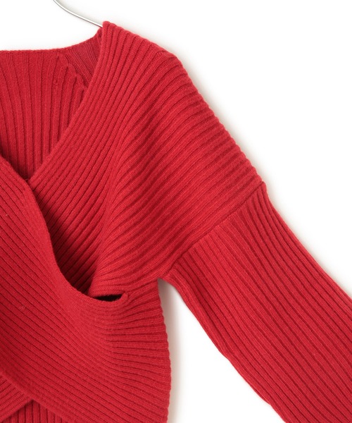 VIS（ビス）の「ふんわりカシュクールニットプルオーバー（ニット/セーター・レディース・レッド/オフホワイト/チャコールグレー・FREE）」の18枚目の写真