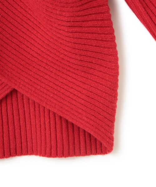 VIS（ビス）の「ふんわりカシュクールニットプルオーバー（ニット/セーター・レディース・レッド/オフホワイト/チャコールグレー・FREE）」の20枚目の写真