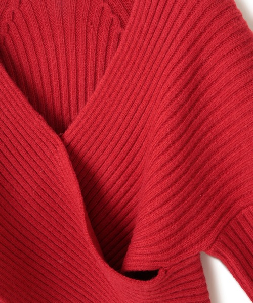 VIS（ビス）の「ふんわりカシュクールニットプルオーバー（ニット/セーター・レディース・レッド/オフホワイト/チャコールグレー・FREE）」の21枚目の写真