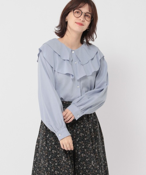 studio CLIP(スタディオクリップ)の「エアリーフリルブラウス(シャツ/ブラウス・レディース・アイボリー/ライトブルー/チャコール・FREE)」の12枚目の写真