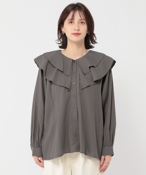 studio CLIP(スタディオクリップ)の「エアリーフリルブラウス(シャツ/ブラウス・レディース・アイボリー/ライトブルー/チャコール・FREE)」の14枚目の写真