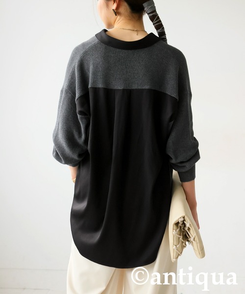 antiqua(アンティカ)の「ニットドッキングシャツ(シャツ/ブラウス・レディース・ホワイト/ブラック・ONESIZE)」の10枚目の写真