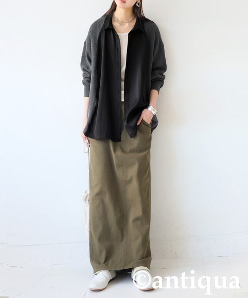 antiqua(アンティカ)の「ニットドッキングシャツ(シャツ/ブラウス・レディース・ホワイト/ブラック・ONESIZE)」の13枚目の写真