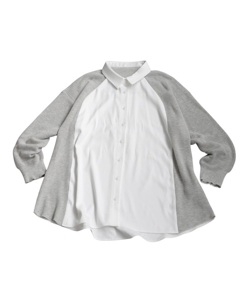 antiqua(アンティカ)の「ニットドッキングシャツ(シャツ/ブラウス・レディース・ホワイト/ブラック・ONESIZE)」の15枚目の写真