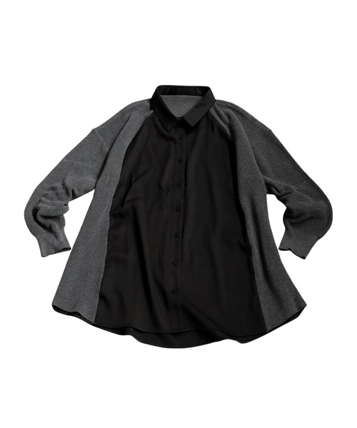 antiqua(アンティカ)の「ニットドッキングシャツ(シャツ/ブラウス・レディース・ホワイト/ブラック・ONESIZE)」の16枚目の写真