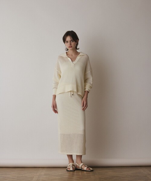 Diagram（ダイアグラム）の「メッシュVネックニットトップ（ニット/セーター・レディース・イエロー/ブラック/ホワイト・36）」の22枚目の写真