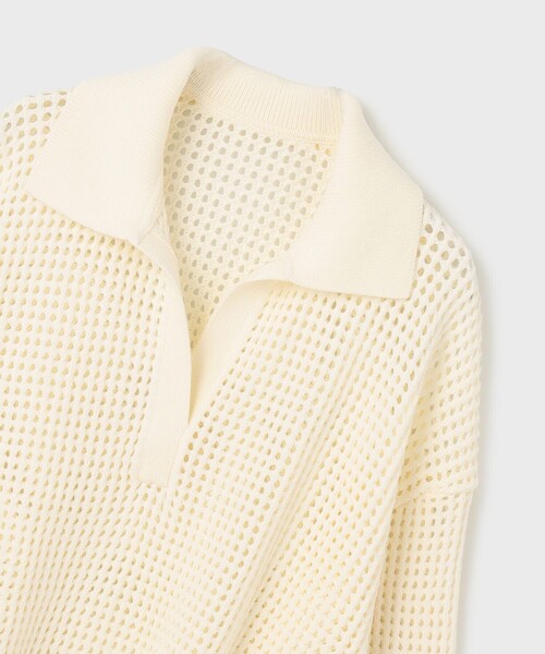 Diagram（ダイアグラム）の「メッシュVネックニットトップ（ニット/セーター・レディース・イエロー/ブラック/ホワイト・36）」の5枚目の写真