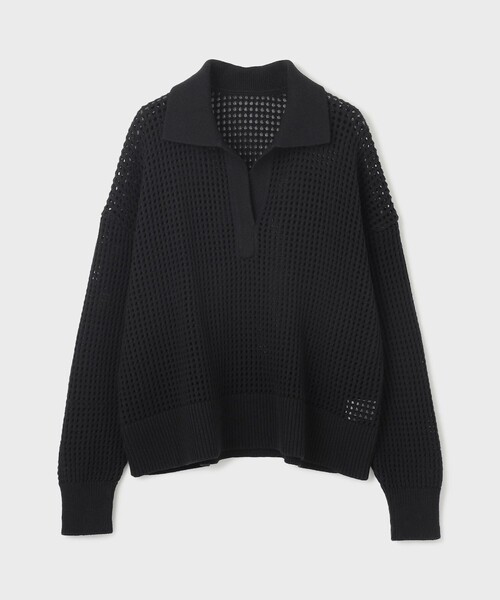 Diagram（ダイアグラム）の「メッシュVネックニットトップ（ニット/セーター・レディース・イエロー/ブラック/ホワイト・36）」の11枚目の写真