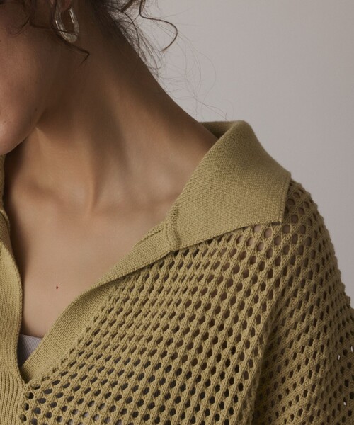 Diagram（ダイアグラム）の「メッシュVネックニットトップ（ニット/セーター・レディース・イエロー/ブラック/ホワイト・36）」の16枚目の写真