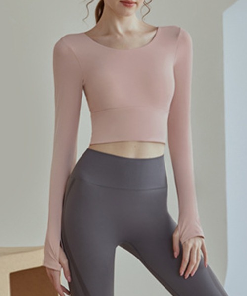 HYSSHOP（エイチワイエスショップ）の「レディース バックダブルクロスカップ付きヨガピラティスウェアトップス[トレーニングウェア/ジムウェア/ピラティスウェア]（その他トップス・レディース・ピンク/ベージュ/ブラック・XL/L/M/S）」の10枚目の写真
