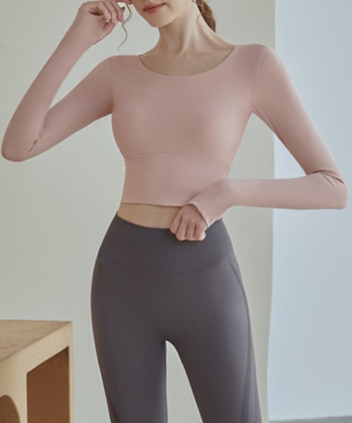 HYSSHOP（エイチワイエスショップ）の「レディース バックダブルクロスカップ付きヨガピラティスウェアトップス[トレーニングウェア/ジムウェア/ピラティスウェア]（その他トップス・レディース・ピンク/ベージュ/ブラック・XL/L/M/S）」の11枚目の写真