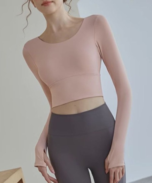 HYSSHOP（エイチワイエスショップ）の「レディース バックダブルクロスカップ付きヨガピラティスウェアトップス[トレーニングウェア/ジムウェア/ピラティスウェア]（その他トップス・レディース・ピンク/ベージュ/ブラック・XL/L/M/S）」の12枚目の写真