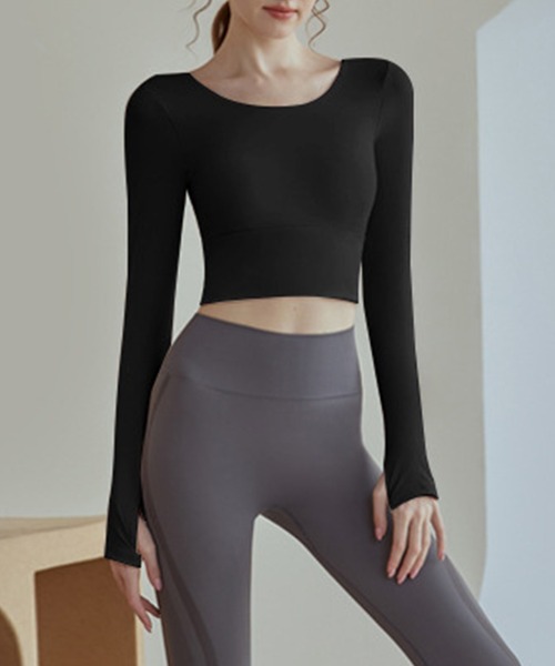 HYSSHOP（エイチワイエスショップ）の「レディース バックダブルクロスカップ付きヨガピラティスウェアトップス[トレーニングウェア/ジムウェア/ピラティスウェア]（その他トップス・レディース・ピンク/ベージュ/ブラック・XL/L/M/S）」の5枚目の写真