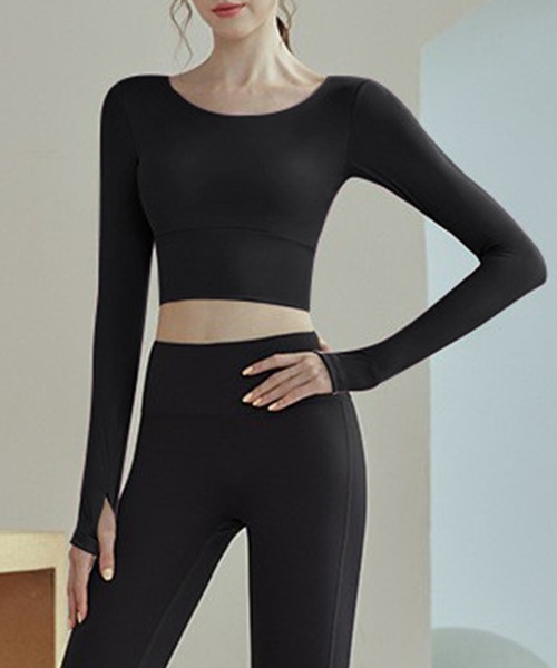 HYSSHOP（エイチワイエスショップ）の「レディース バックダブルクロスカップ付きヨガピラティスウェアトップス[トレーニングウェア/ジムウェア/ピラティスウェア]（その他トップス・レディース・ピンク/ベージュ/ブラック・XL/L/M/S）」の6枚目の写真