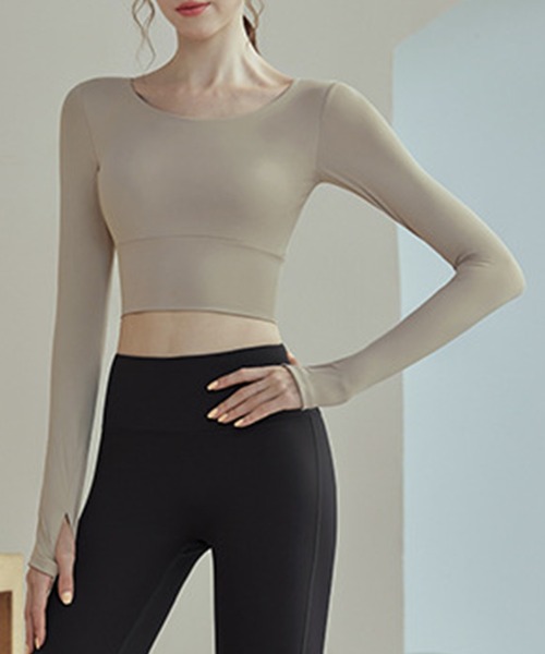 HYSSHOP（エイチワイエスショップ）の「レディース バックダブルクロスカップ付きヨガピラティスウェアトップス[トレーニングウェア/ジムウェア/ピラティスウェア]（その他トップス・レディース・ピンク/ベージュ/ブラック・XL/L/M/S）」の8枚目の写真