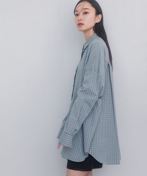 JEANASIS(ジーナシス)の「コットンチェックBIGシャツ/321932(シャツ/ブラウス・レディース・パープル系その他/ネイビー系/グレー系その他/ブルー系その他・FREE)」の10枚目の写真