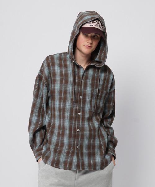 3.3 Field Trip (3.3フィールドトリップ)の「3.3 Field Trip/フードチェックシャツ(シャツ/ブラウス・メンズ・ブラック/ブラウン・FREE)」の6枚目の写真