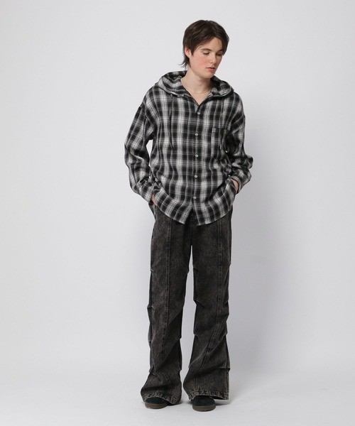 3.3 Field Trip (3.3フィールドトリップ)の「3.3 Field Trip/フードチェックシャツ(シャツ/ブラウス・メンズ・ブラック/ブラウン・FREE)」の8枚目の写真