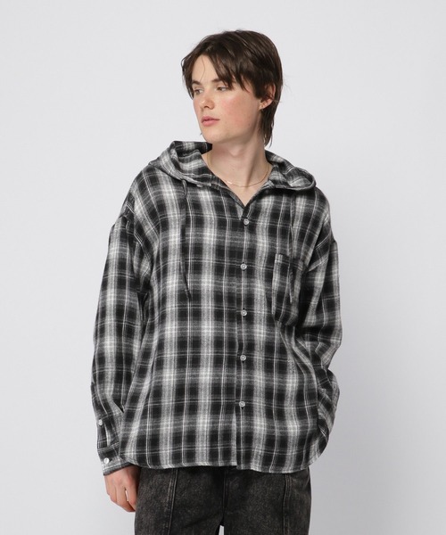 3.3 Field Trip (3.3フィールドトリップ)の「3.3 Field Trip/フードチェックシャツ(シャツ/ブラウス・メンズ・ブラック/ブラウン・FREE)」の10枚目の写真