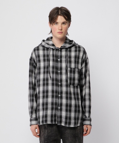 3.3 Field Trip (3.3フィールドトリップ)の「3.3 Field Trip/フードチェックシャツ(シャツ/ブラウス・メンズ・ブラック/ブラウン・FREE)」の14枚目の写真