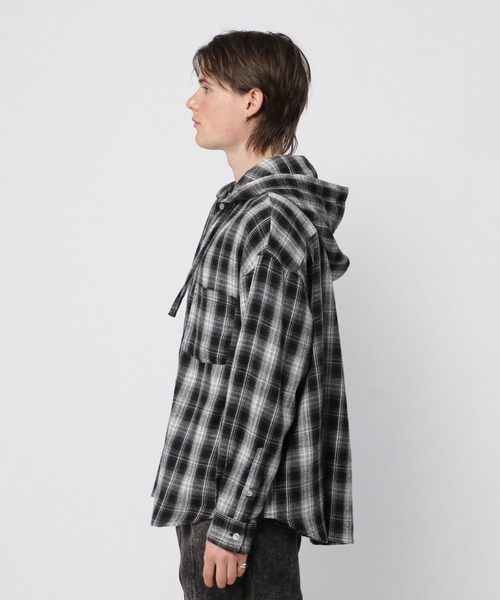 3.3 Field Trip (3.3フィールドトリップ)の「3.3 Field Trip/フードチェックシャツ(シャツ/ブラウス・メンズ・ブラック/ブラウン・FREE)」の15枚目の写真