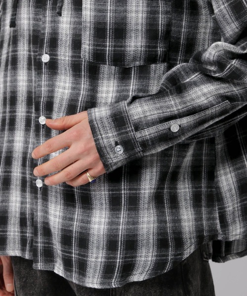 3.3 Field Trip (3.3フィールドトリップ)の「3.3 Field Trip/フードチェックシャツ(シャツ/ブラウス・メンズ・ブラック/ブラウン・FREE)」の18枚目の写真