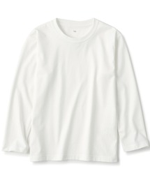 キッズ 天竺編みクルーネック長袖Tシャツ 無地