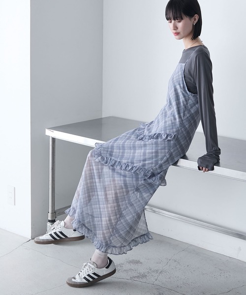freckle 水色フリルキャミワンピース dress】フリルキャミワンピース M22881 | nanastyle