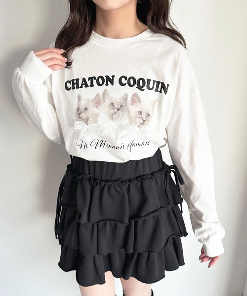 apres jour(アプレジュール)の「猫アソートリボンロンT(Tシャツ/カットソー・レディース・ブラウン系その他/ピンク/ホワイト/ブルー・フリー/X-LARGE)」の7枚目の写真