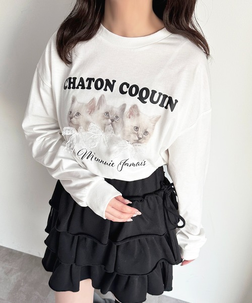 apres jour(アプレジュール)の「猫アソートリボンロンT(Tシャツ/カットソー・レディース・ブラウン系その他/ピンク/ホワイト/ブルー・フリー/X-LARGE)」の8枚目の写真
