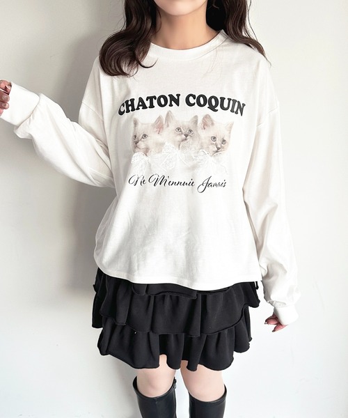 apres jour(アプレジュール)の「猫アソートリボンロンT(Tシャツ/カットソー・レディース・ブラウン系その他/ピンク/ホワイト/ブルー・フリー/X-LARGE)」の12枚目の写真