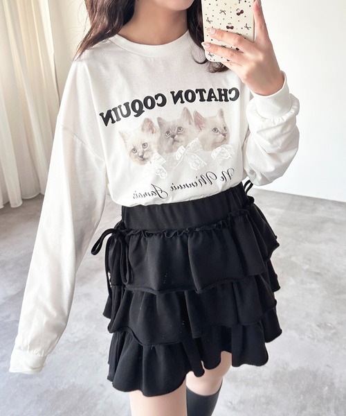 apres jour(アプレジュール)の「猫アソートリボンロンT(Tシャツ/カットソー・レディース・ブラウン系その他/ピンク/ホワイト/ブルー・フリー/X-LARGE)」の5枚目の写真