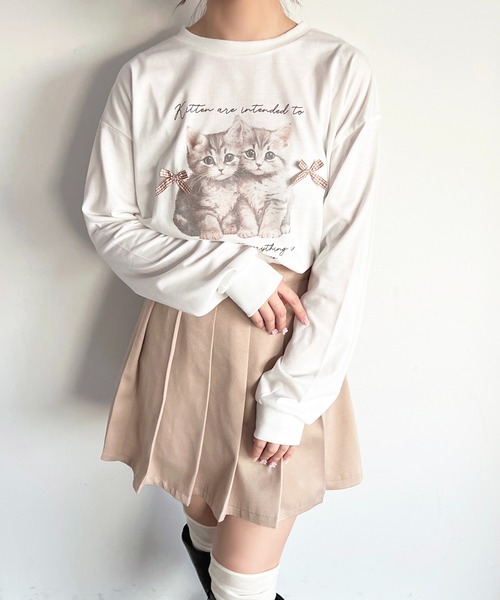 apres jour(アプレジュール)の「猫アソートリボンロンT(Tシャツ/カットソー・レディース・ブラウン系その他/ピンク/ホワイト/ブルー・フリー/X-LARGE)」の13枚目の写真