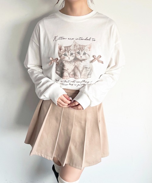 apres jour(アプレジュール)の「猫アソートリボンロンT(Tシャツ/カットソー・レディース・ブラウン系その他/ピンク/ホワイト/ブルー・フリー/X-LARGE)」の14枚目の写真