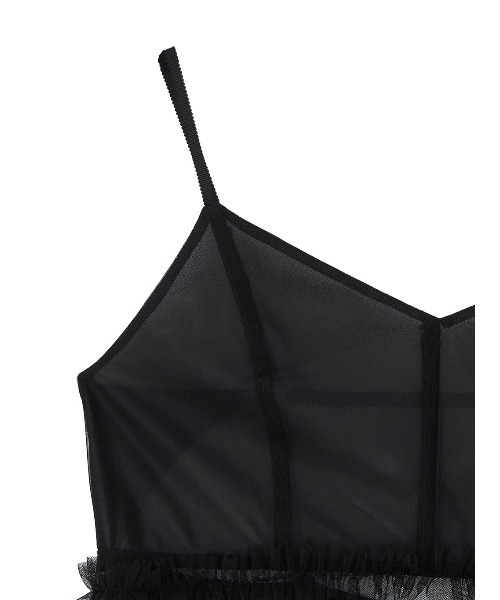 アメリヴィンテージ　BLACK TULLE RAFFLE CAMI TOP セール】BLACK TULLE RAFFLE CAMI TOP（その他トップス）｜Ameri