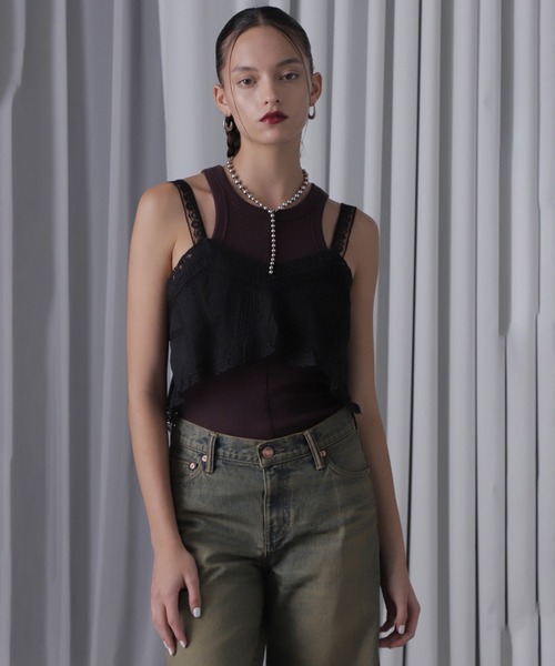 ROSE BUD(ローズバッド)の「レースビスチェ(シャツ/ブラウス・レディース・ブラック/ホワイト・ONE SIZE)」の1枚目の写真