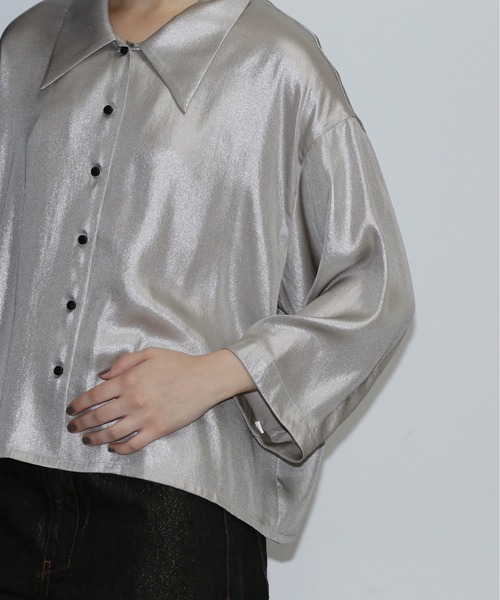 ROSE BUD(ローズバッド)の「(mici)シャイニーオーバーシャツ(シャツ/ブラウス・レディース・シルバー/ブラウン・ONE SIZE)」の16枚目の写真