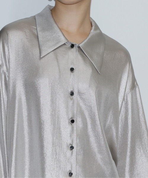 ROSE BUD(ローズバッド)の「(mici)シャイニーオーバーシャツ(シャツ/ブラウス・レディース・シルバー/ブラウン・ONE SIZE)」の15枚目の写真
