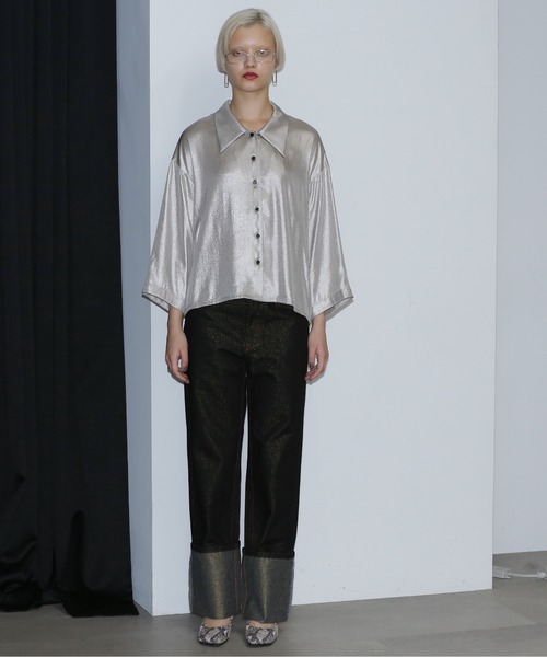 ROSE BUD(ローズバッド)の「(mici)シャイニーオーバーシャツ(シャツ/ブラウス・レディース・シルバー/ブラウン・ONE SIZE)」の9枚目の写真