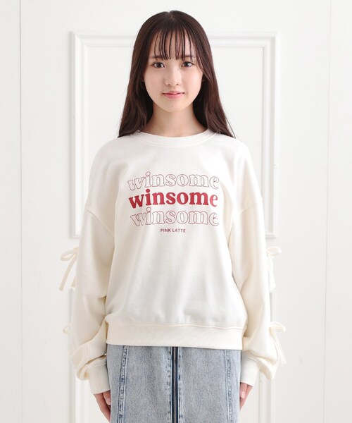 PINK-latte(ピンクラテ)の「ミニ裏毛リボンプルオーバー(Tシャツ/カットソー・キッズ・ベビーピンク/アイボリー/ブラック/ライトブルー・16/15 /14/13)」の5枚目の写真