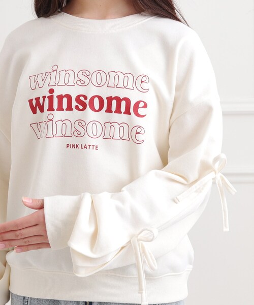 PINK-latte(ピンクラテ)の「ミニ裏毛リボンプルオーバー(Tシャツ/カットソー・キッズ・ベビーピンク/アイボリー/ブラック/ライトブルー・16/15 /14/13)」の9枚目の写真