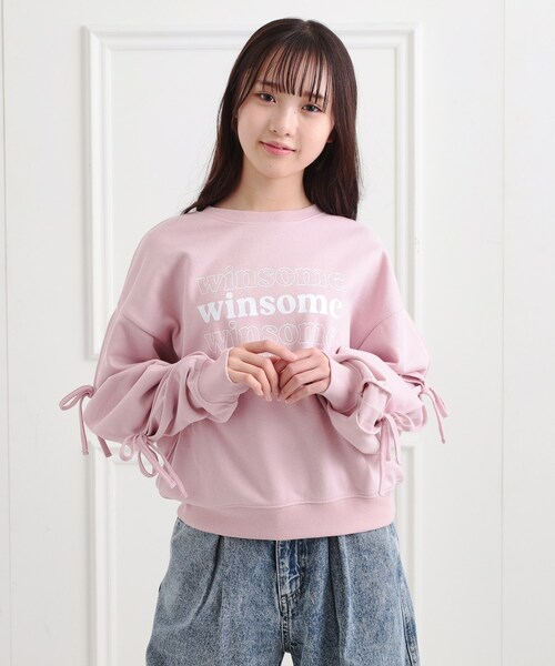PINK-latte(ピンクラテ)の「ミニ裏毛リボンプルオーバー(Tシャツ/カットソー・キッズ・ベビーピンク/アイボリー/ブラック/ライトブルー・16/15 /14/13)」の15枚目の写真
