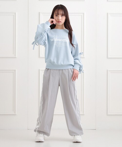 PINK-latte(ピンクラテ)の「ミニ裏毛リボンプルオーバー(Tシャツ/カットソー・キッズ・ベビーピンク/アイボリー/ブラック/ライトブルー・16/15 /14/13)」の20枚目の写真